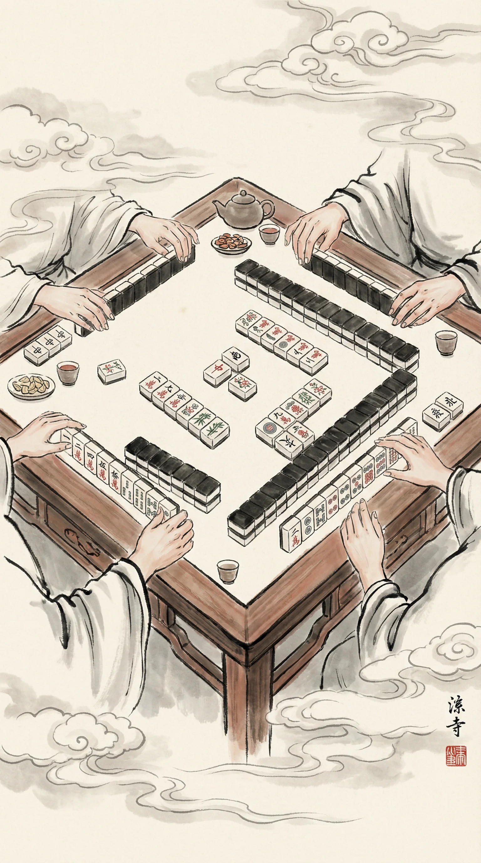 麻将胡了经典版水墨风格游戏界面